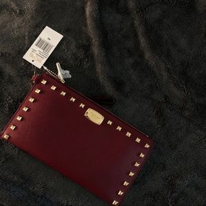 NWT Michael Kors Cherry LG Zip Clutch